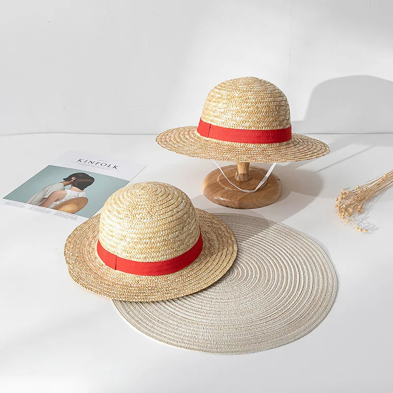 31/35cm Cartoon Anime Luffy Straw Hat Cosplay Caps Accessories Summer Sun Hat Sunshade Parent-Child Hat Luffy Hat for Women Men