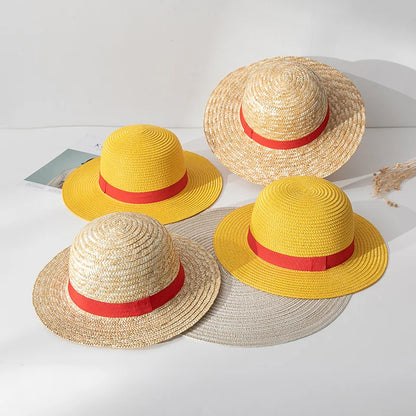 31/35cm Cartoon Anime Luffy Straw Hat Cosplay Caps Accessories Summer Sun Hat Sunshade Parent-Child Hat Luffy Hat for Women Men