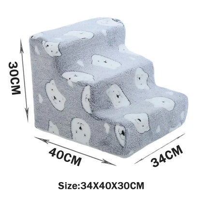 Pet stairs for small and medium dogs, 3-step/4-step non-slip sponge ladder, detachable cartoon design indoor dog climbing ladder