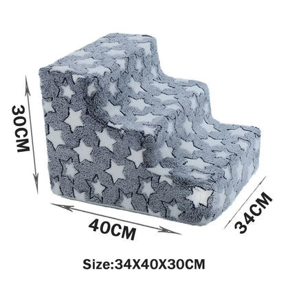 Pet stairs for small and medium dogs, 3-step/4-step non-slip sponge ladder, detachable cartoon design indoor dog climbing ladder