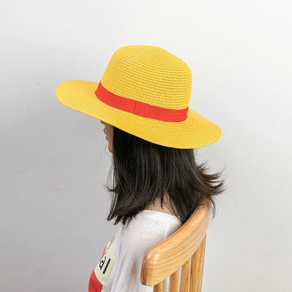 31/35cm Cartoon Anime Luffy Straw Hat Cosplay Caps Accessories Summer Sun Hat Sunshade Parent-Child Hat Luffy Hat for Women Men