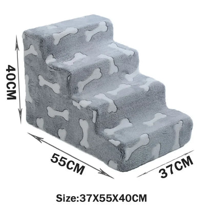 Pet stairs for small and medium dogs, 3-step/4-step non-slip sponge ladder, detachable cartoon design indoor dog climbing ladder
