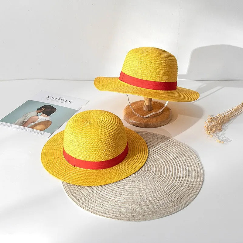 31/35cm Cartoon Anime Luffy Straw Hat Cosplay Caps Accessories Summer Sun Hat Sunshade Parent-Child Hat Luffy Hat for Women Men