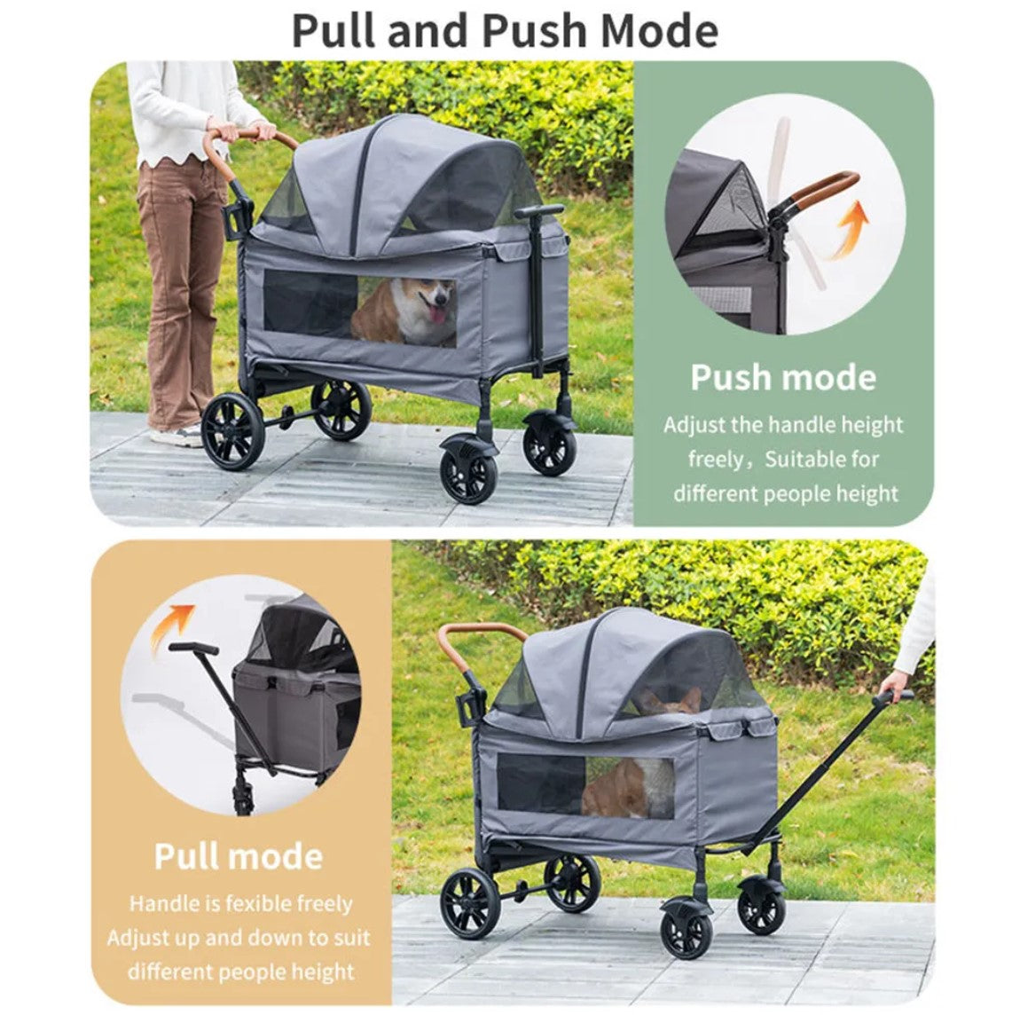 Large Capacity Pet Stroller (60kg)