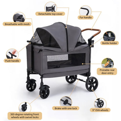 Large Capacity Pet Stroller (60kg)