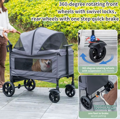 Large Capacity Pet Stroller (60kg)