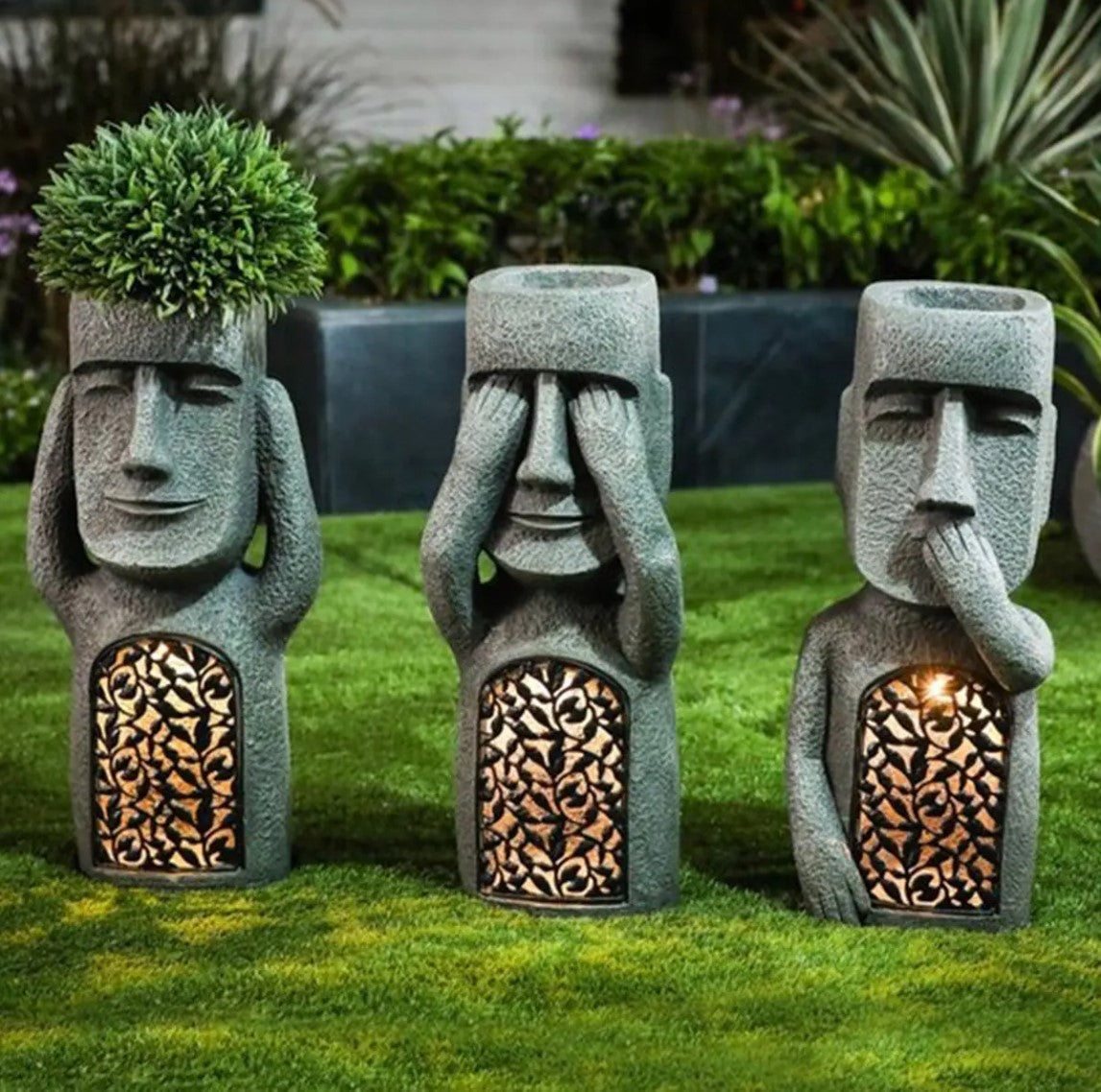 Easter Island Resin Moai Statue Flower Pot